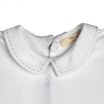 Body manga curta com gola piquê e presponto azul