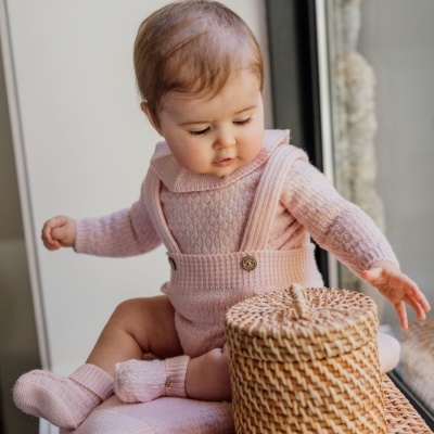 Camisola tricotada em lã merino rosa | COSY Wedoble