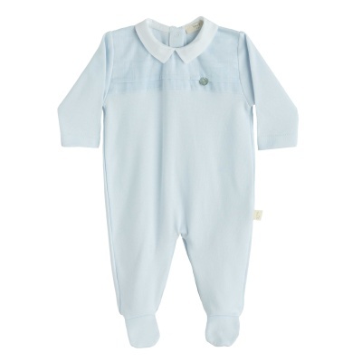 Babygrow algodão c/ peito listado em azul bebé Breeze