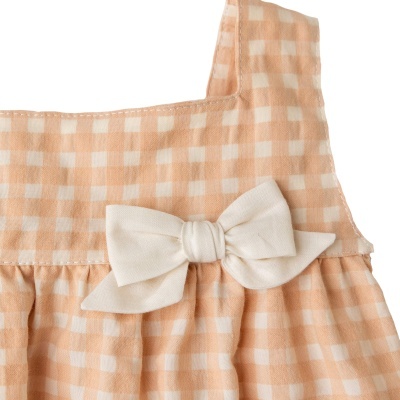 Vestido algodão c/ laço e padrão vichy Seaside