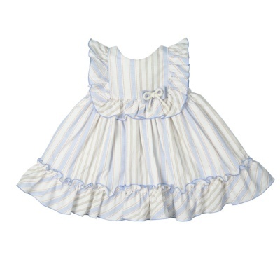 Vestido algodão listado em azul azafata "Bright"