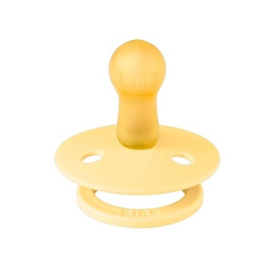 Chucha de silicone amarela clara com bico e base circular