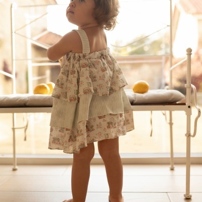 Vestido algodão com estampado verde Piquenique