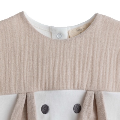 Babygrow algodão pérola e bege Sweet Bunny