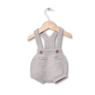 Fofo com alças tricotado em lã merino cinzento | SNOWFLAKE Wedoble