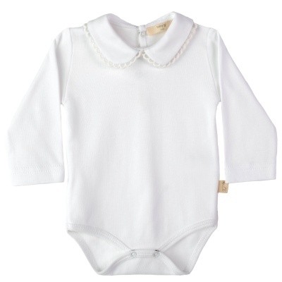 Body algodão de manga comprida com renda Baby Gi
