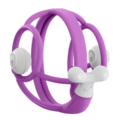 Dispositivo tecnológico roxo com componentes brancos e design futurista