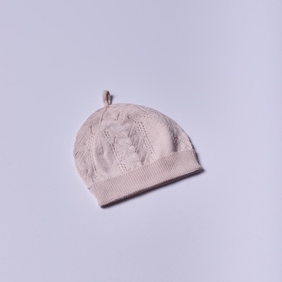 Gorro tricotado em algodão orgânico rosa bebé | ROMANTIC SPRING DAY