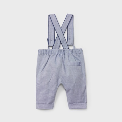 Calças compridas para bebé cinzentas com suspensórios cruzados