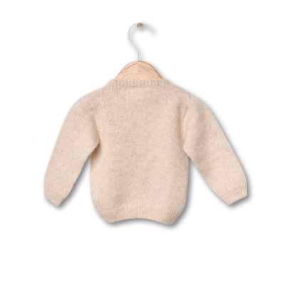 Camisola tricotada em lã merino bege | Snowflake Wedoble