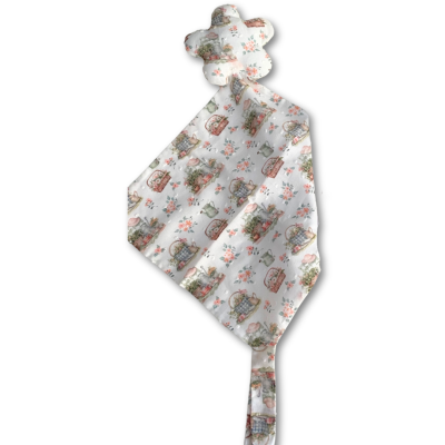 Doudou algodão pérola e verde Piquenique