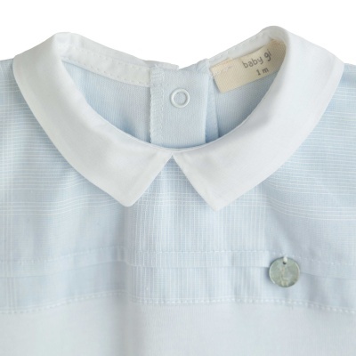 Babygrow algodão c/ peito listado em azul bebé Breeze