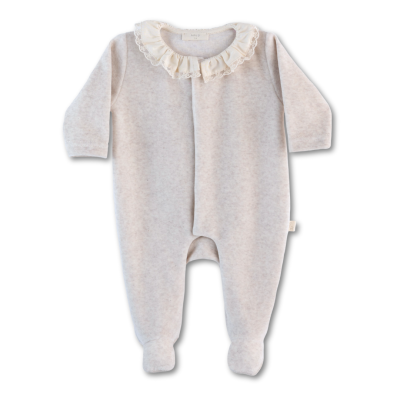 Babygrow Laminado com gola em renda bege Baby Gi