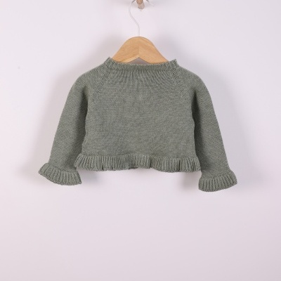 Casaco tricotado em algodão orgânico verde seco | NAVY CODE