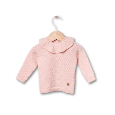 Camisola tricotada em lã merino rosa | COSY Wedoble