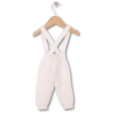 Jardineira com alças tricotadas em lã merino pérola | COSY Wedoble