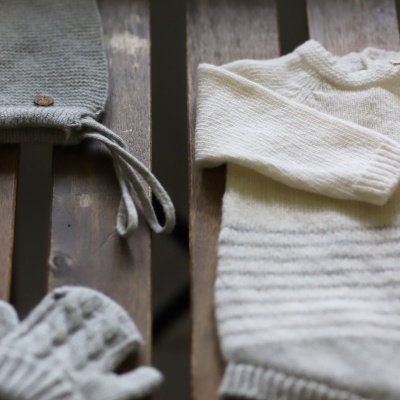 Fofo tricotado em lã merino pérola | SNOWFLAKE Wedoble