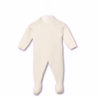 Babygrow tricotado em lã merino pérola | COSY Wedoble