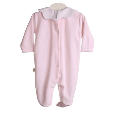Babygrow Laminado com gola piquê rosa