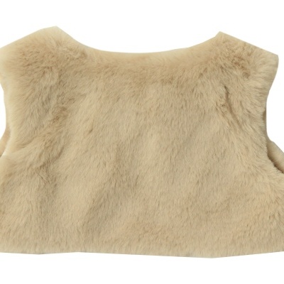 Colete pêlo bege Mouliné c/ fita