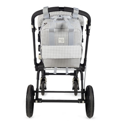 Mochila Maternidade I Love Vichy cinzenta