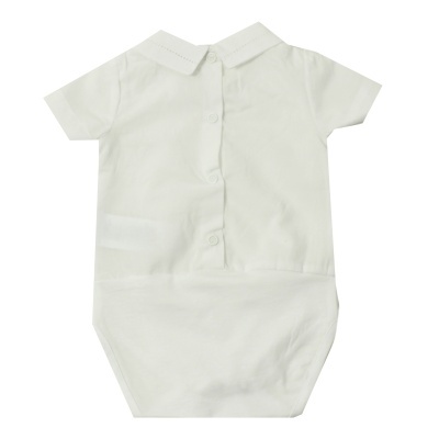 Body camisa manga curta algodão c/ gola bico em branco