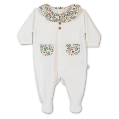 Babygrow laminado com bolsos pérola Flowery Baby Gi