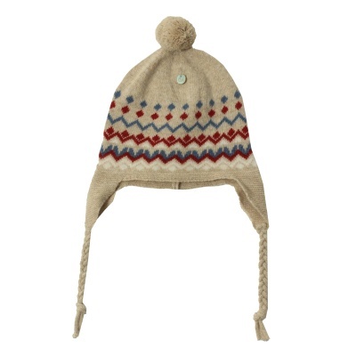 Gorro malha algodão jaquard c/ pompom