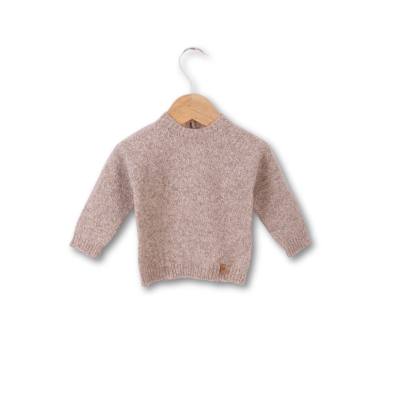 Camisola tricotada em lã merino castanho | LITTLE TEDDY BEAR Wedoble