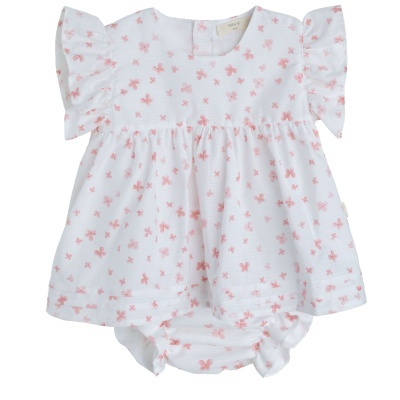 Vestido algodão com tapa fraldas Petals