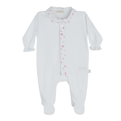 Babygrow algodão branco Petals