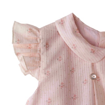 Vestido algodão rosa c/ tapa fraldas Flora