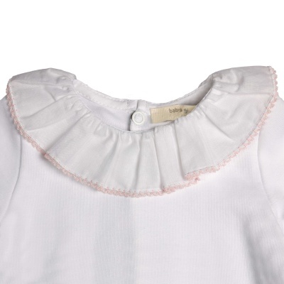 Body Folho Picoeta manga curta contorno rosa Baby Gi Collection