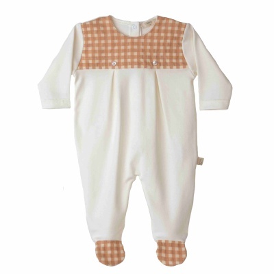 Babygrow algodão pérola com padrão vichy Seaside