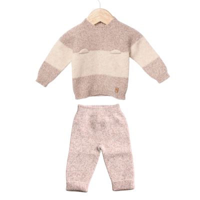 Conjunto de malha tricotada em lã merino | LITTLE TEDDY BEAR Wedoble
