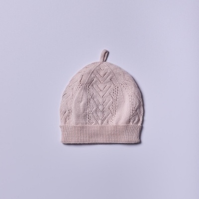 Gorro tricotado em algodão orgânico rosa bebé | ROMANTIC SPRING DAY