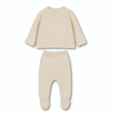 Conjunto malha de algodão na cor bege claro |ESSENTIALS Dr Kid