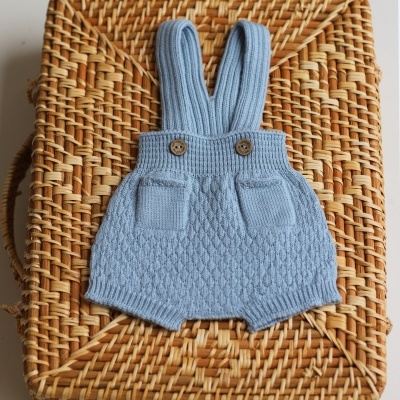 Fofo com alças tricotado em lã merino azul | COSY Wedoble