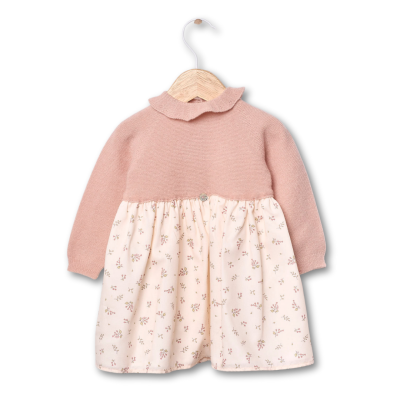 Vestido de manga comprida com tecido florido | LITTLE LOVE Wedoble