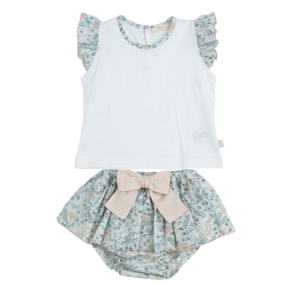 Conjunto algodão 2 peças pérola e azul Ocean