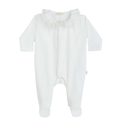 Babygrow algodão c/ gola renda pérola