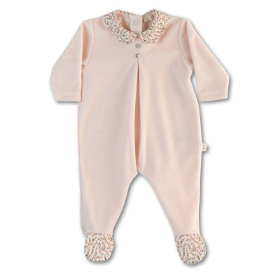 Babygrow Laminado com macho em rosa pêssego Leah Baby Gi
