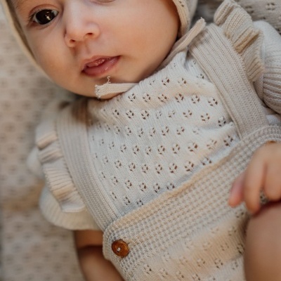 Camisola de manga curta tricotada em algodão orgânico | OCEAN FLOWER