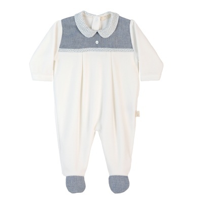 Babygrow Laminado pérola com peito azul Riverside Baby Gi
