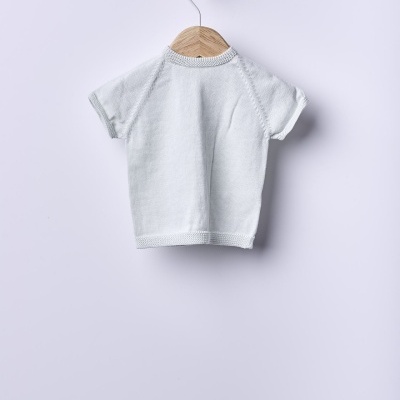 Camisola de manga curta tricotada em algodão orgânico azul blush | SEA BREEZE