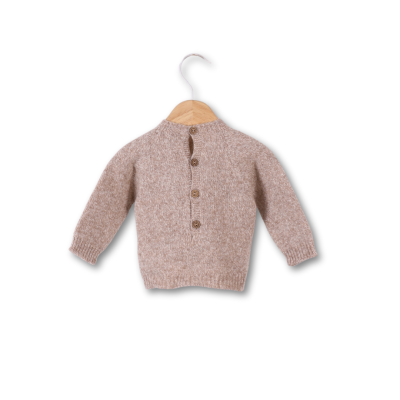 Camisola tricotada em lã merino castanho | LITTLE TEDDY BEAR Wedoble