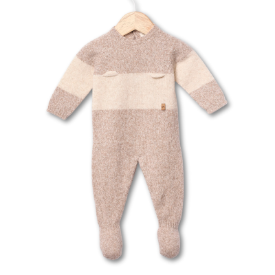 Babygrow com ursinho tricotado em lã merino | LITTLE TEDDY BEAR Wedoble