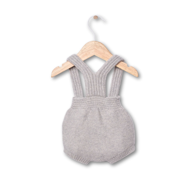 Fofo com alças tricotado em lã merino cinzento | SNOWFLAKE Wedoble