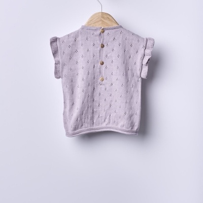 Conjunto em malha tricotada em algodão orgânico lilás | BREEZE