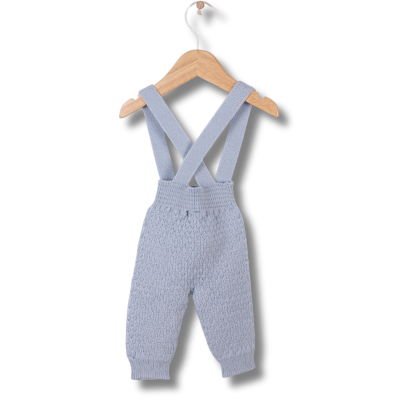 Jardineira com alças tricotadas em lã merino azul | COSY Wedoble